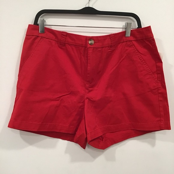 Maison Jules Pants - Maison Jules Women's Essential Chino Shorts SZ 12 Red Classic Casual Summer